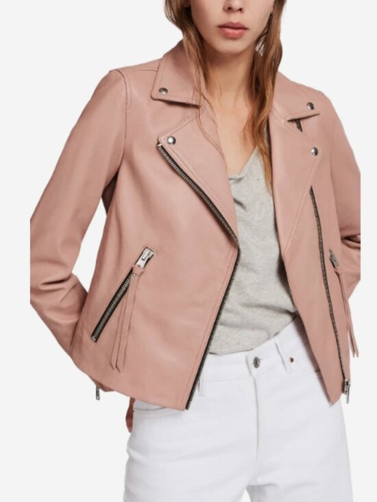 All Saints Jackets & Blazers - AllSaints Dalby Leather Biker Jacket in Blush Pink - Size US 4
